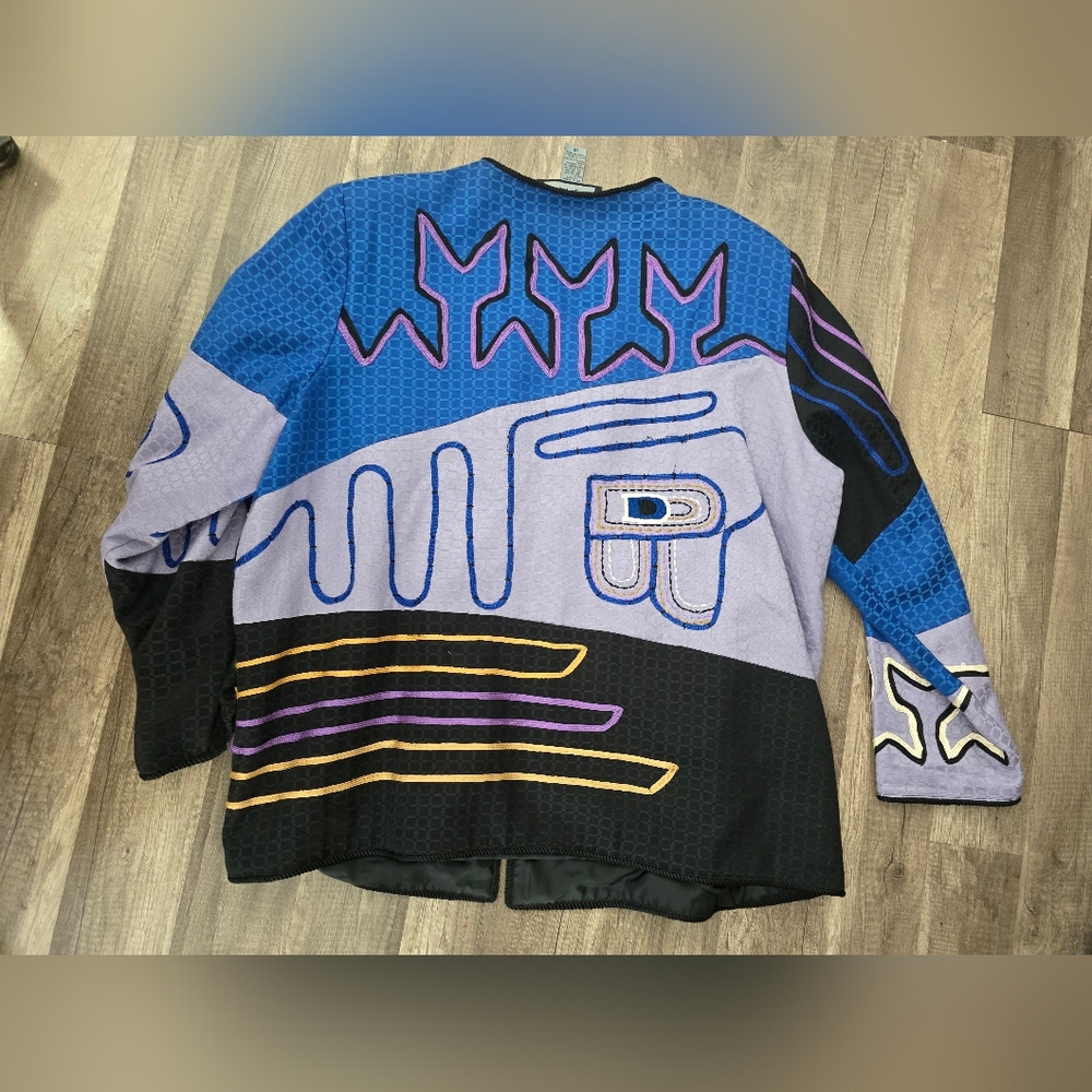 Indigo Moon Boho Patchwork Colorful Geometric Jac… - image 5